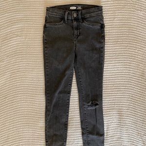 Girls Black Distressed Denim Jeans